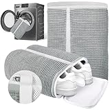 MKAKYES Sacchetti per Scarpe Lavanderia, 2 in 1 Sacchetto Lavatrice Scarpe, Sacchetti Riutilizzabili con Cerniera Nascosta, Pulizia Completa a 360° per Sneakers Tennis e Scarpe Sportive