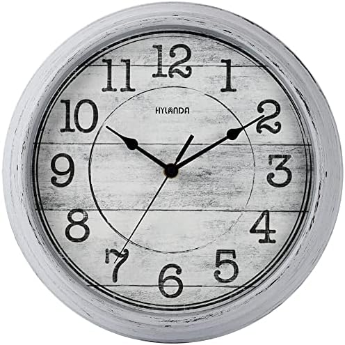 HYLANDA 12 Inch Vintage/Retro Wall Clock, Silent Non-Ticking Decorative Wall Clocks Battery Operated with Large Numbers&HD Glass Easy to Read for Kitchen/Living Room/Bathroom/Bedroom/Office