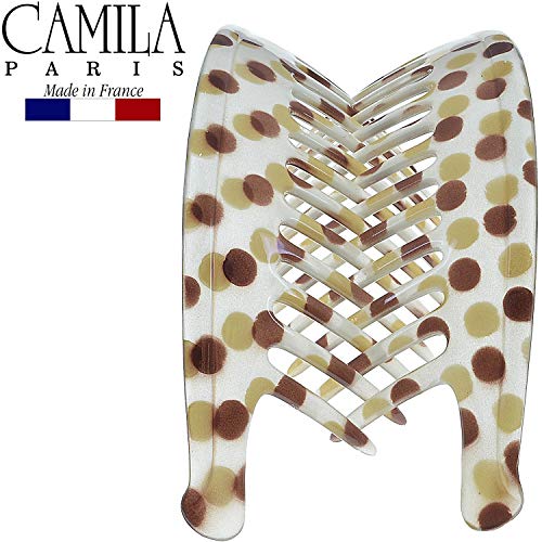 Image of Camila Paris CP1248 /2 French Hair Side Combs, Dots Interlocking Combs French Twist Hair Combs, Strong Hold Hair Clips for Women Bun Chignon Up-Do, Styling Girls Hair Accessories, Made in France