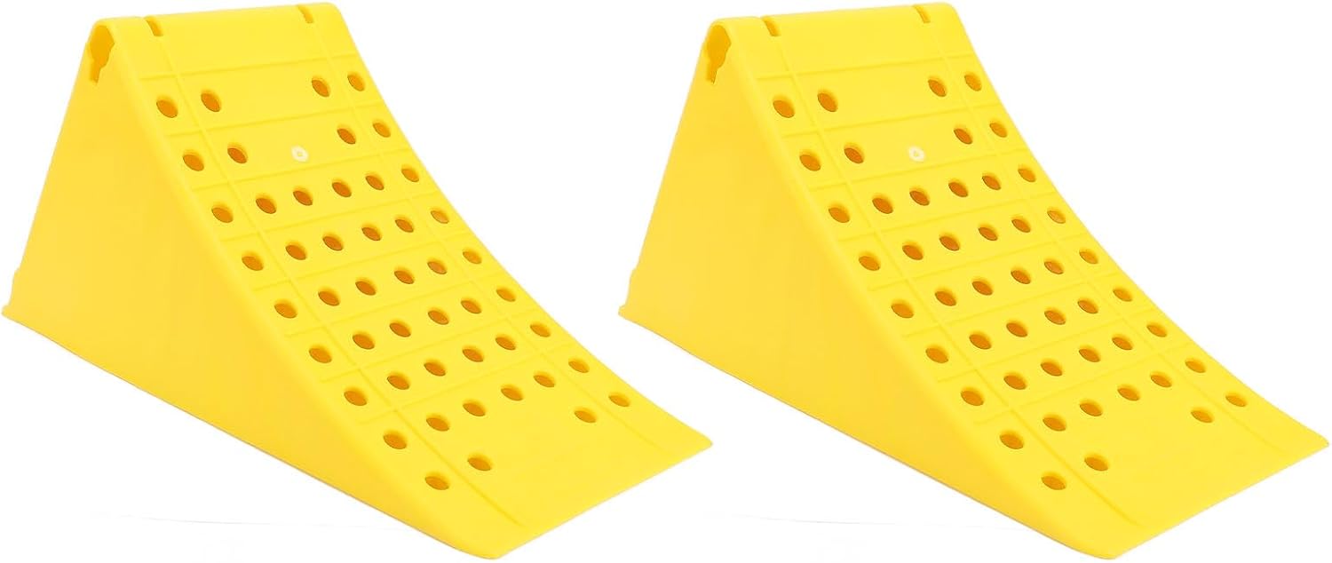 Asixxsix Wheel Chocks for RV, Anti Slip Weather Heavy Duty ABS Trailer Wheel Chocks, RV Accessories with Rear Handle Grip for Travel Trailer Boat