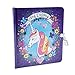 Peaceable Kingdom Unicorn Diary - 208 lined pages with lock, key & matching charm - Travel-sized notebook for kids to record thoughts & feelings in a safe space - Great gift for boys & girls