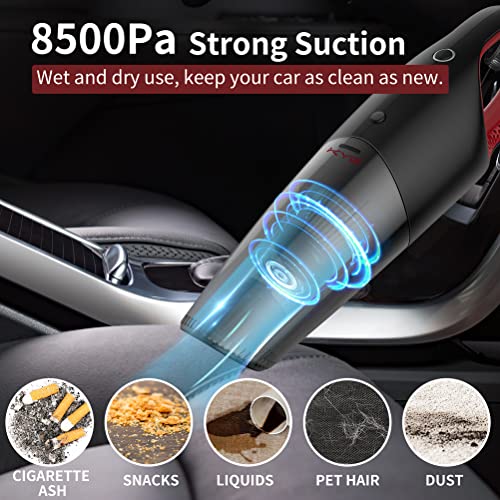 KYG Aspirateur à Main sans Fil, 8500PA Aspirateur Puissant, 2500mAh Aspirateur de Voiture Portable USB Charge avec Sèche Filtre Lavable, Aspirateur Humide et Sec pour Maison, Voiture, Bureau, Table - Image 3