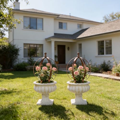 GOOOXIM 2PCS Bronze Metal Garden Trellis Obelisk for Climbing Plants - Rust-Resistant Powder Coated Outdoor Topiary Frame for Roses and Potted Plants - Versatile and Durable Garden Support Structure by Goooxim - Used condition - Image 6