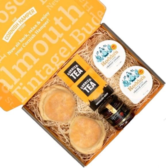 The Cornish Hamper Store | Cream Tea Hamper For 2 | 2 Luxury Scones, Cornish Tea, Jam & Clotted Cream | Afternoon Tea for 2 | Birthday Hamper, Thank You Gift, Get Well Soon Hamper, Tea Gift Set