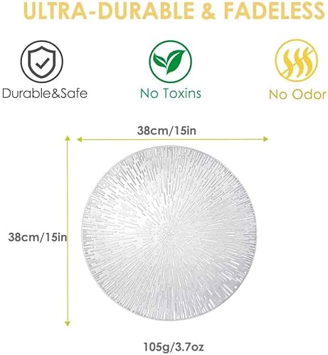 Miniatura 4 de GIVERARE Juego de 4 manteles individuales redondos de vinilo resistentes al calor, 15 pulgadas, antideslizantes, lavables, manteles de plástico de