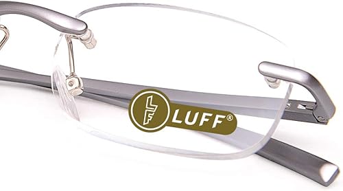 LUFF Gafas de lectura sin montura ultraligeras con marco de metal para hombres y mujeres con bisagra de resorte, Claro