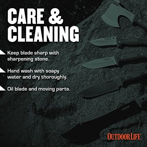 Outdoor Life Manual Folding Knife - Satin Finish Drop Point Blade W/ Replaceable Surgical Blade, Orange/Green Dual Injection Nylon Fiber Handle, Liner Lock - Hunting, Camping, Outdoors – Ol-Fdr002Ogn #TOP5