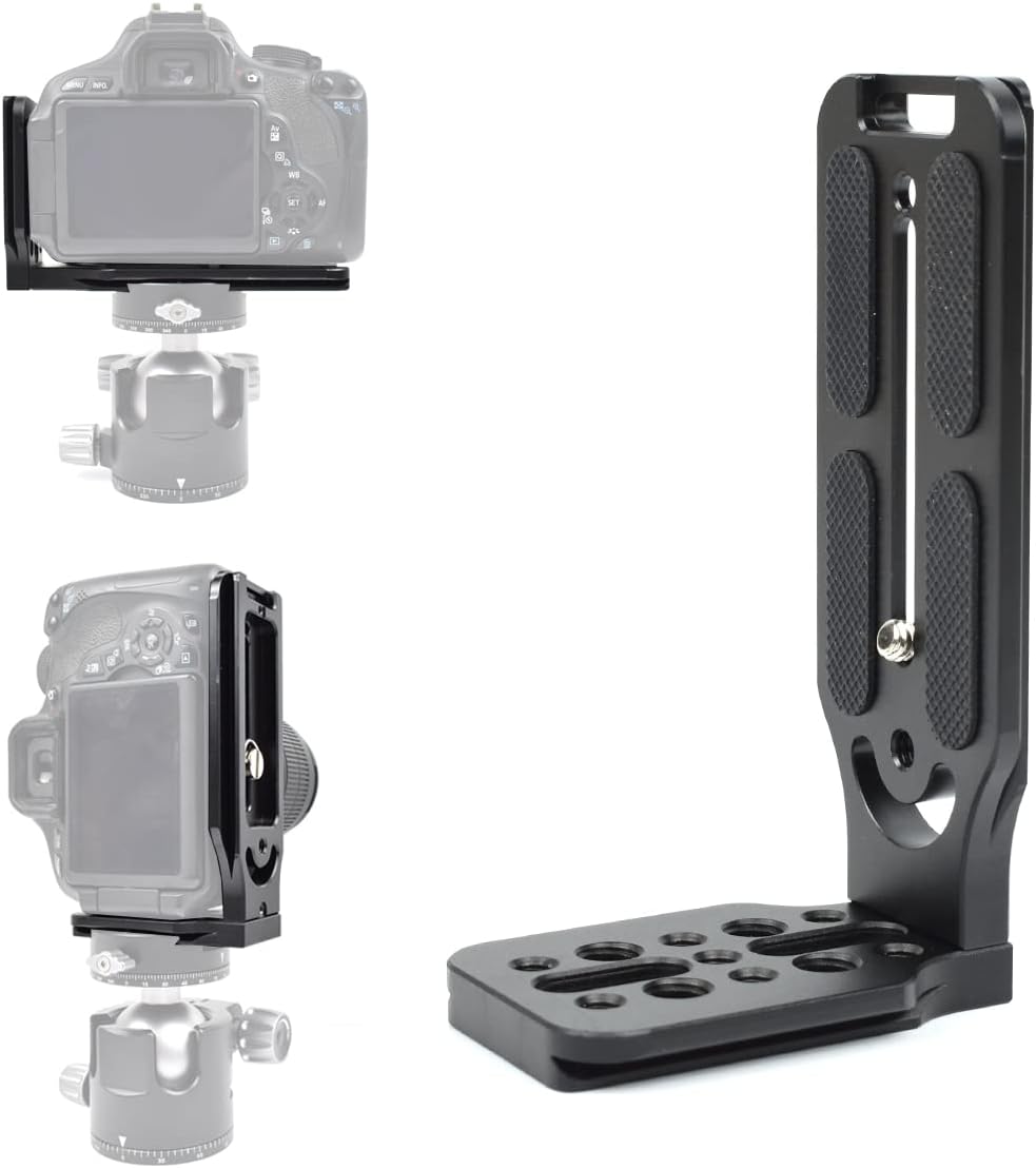 EaxanPic Aluminum DSLR Camera L Bracket, Dual 38mm Arca Vertical Horizontal Switching Quick