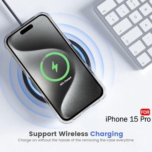 Image of TheGiftKart Hybrid Back Cover Case for iPhone 15 PRO | Built-in Stand | Shockproof Hard Back Case Cover for iPhone 15 PRO (PC & TPU, Clear Back, Transparent Sides)
