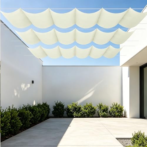 Toile Ombrage Rétractable Vague Résistant à l'Eau pour Jardin