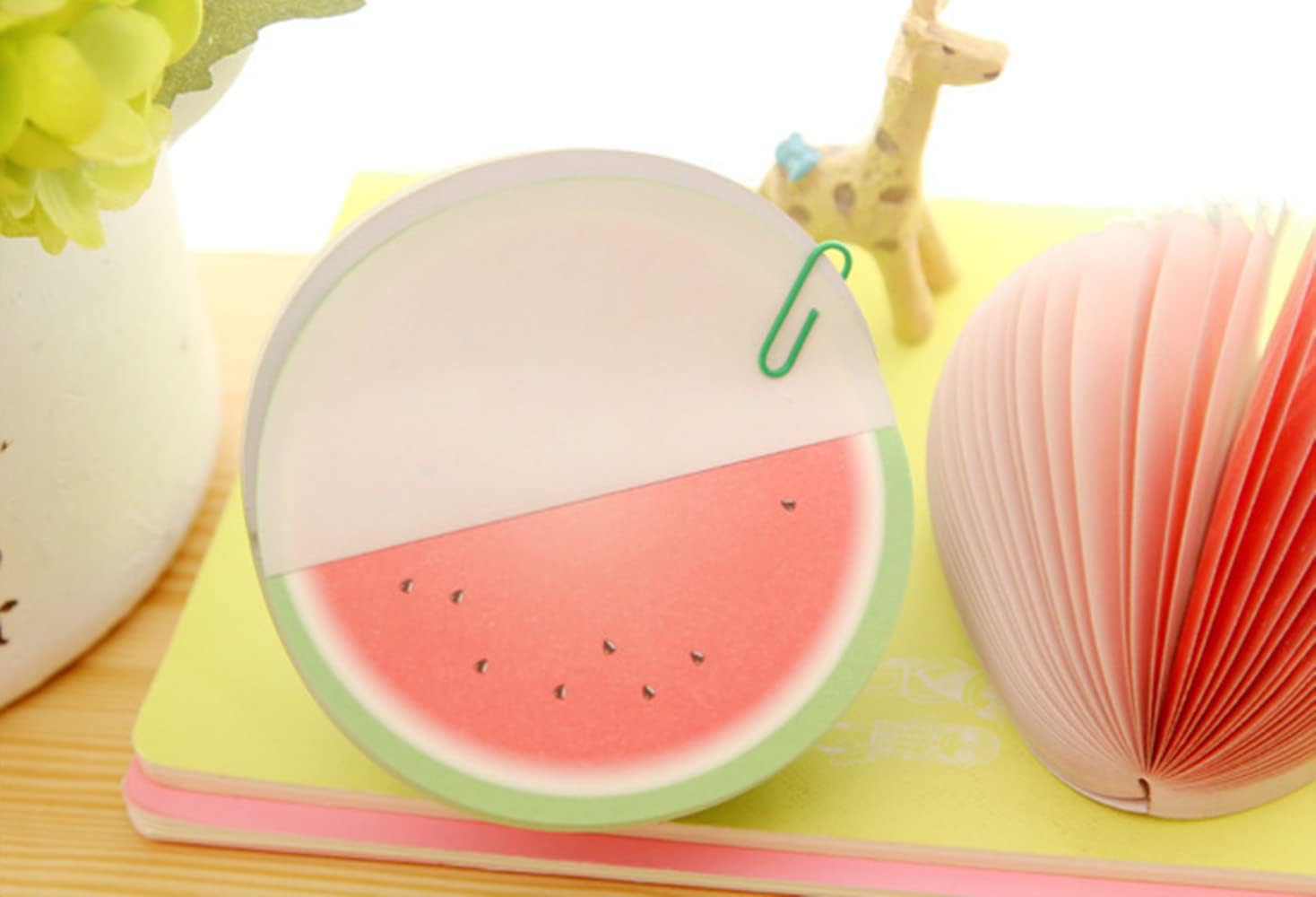 Cafurty 2 PCS Watermelon-Shaped Cute Memo Pad Set, 3D Fruit Shape Non-Sticky Memo Notes, Creative Practical Three-Dimensional Table Decoration Post Notepads, Office Decorations Office Supplies image 2