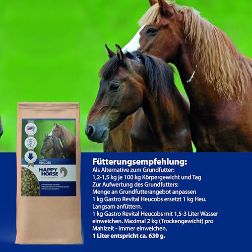 HAPPY HORSE Gastro Heucobs | 2 x 14kg | Schnell einweichende Heucobs für Pferde | Stärkearm & Melassefrei | Hochverdaulich mit Kräutern | Heucobs für ältere Pferde & bei Zahnproblemen