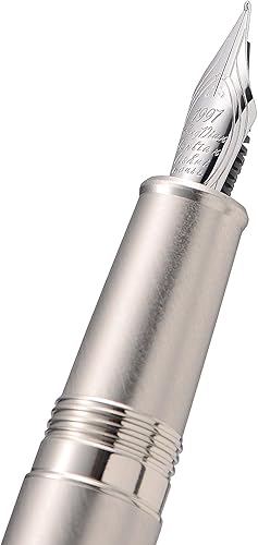 Vista 25 de Asvine Hongdian 620 Pluma estilográfica de metal azul punta extra fina pluma clásica pluma oficina escritura con caja de metal