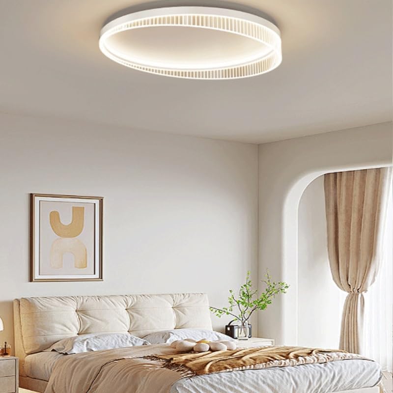 Elegant and Fashionable Creative Warm Acrylic Iron Ceiling Lamps Nordic Modern Simple Round Art Light LED Three-Color Dimmable Close to Lights for Living Room Bedroom Office Conference image 4