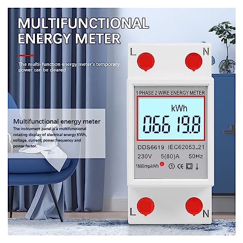 Compteur d'énergie LCD wattmètre numérique AC230V 80A rail din KWH - 5