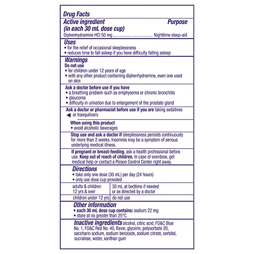 Zzzquil, Nighttime Sleep Aid Liquid, 50 Mg Diphenhydramine Hcl, No.1 Sleep-Aid Brand, Calming Vanilla Cherry Flavor, Non-Habit Forming, 12 Fl Oz #TOP1