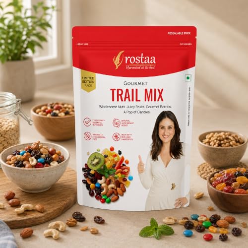 Image of Rostaa Gourmet Trail Mix 340gms | Colourful, Nutritious and Naturally Energising | A delightful blend of candied fruits and premium nuts