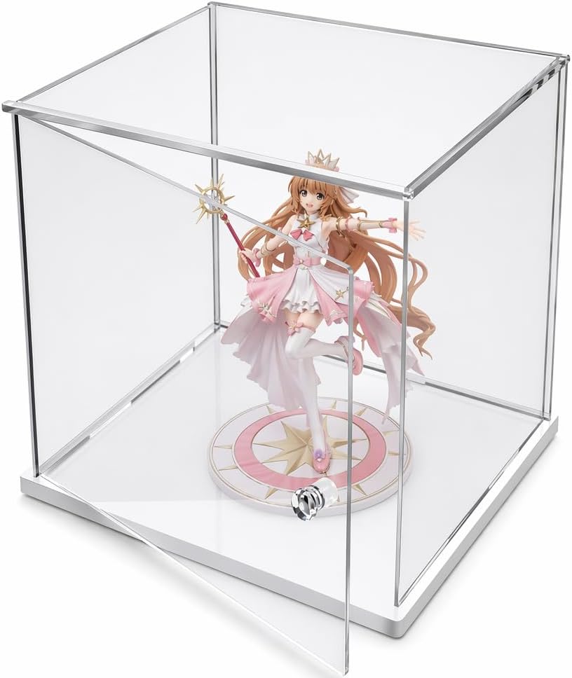 Clear Acrylic Display Case White Base & Door,6x6x6 inch (15x15x15cm) image 5