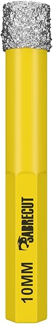 1 x SabreCut SCRDDB10 10mm Quick Change Long Life Self-Cooling Self Sharpening Diamond Drill Bit For Cement Porcelain Granite Marble Compatible with Bosch Dewalt Makita Milwaukee and Many Others