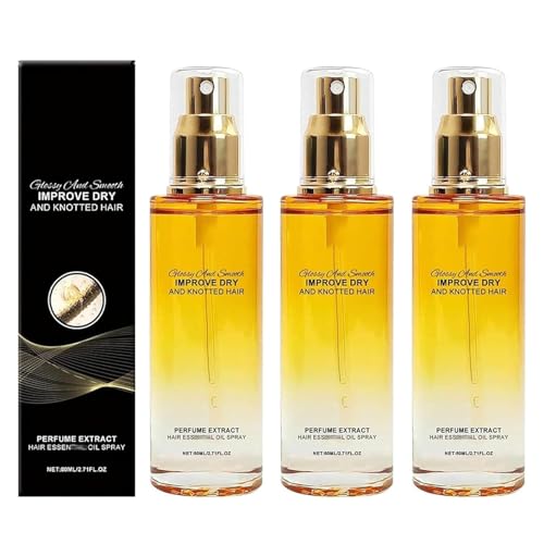 Conditionnement d'huile Spray Sallepa et Hair Forcenener Leave-LN réconfortant, hydratation de revitalisant de lissage naturel, spray parfumé à l'huile capillaire pour les femmes (3pcs)