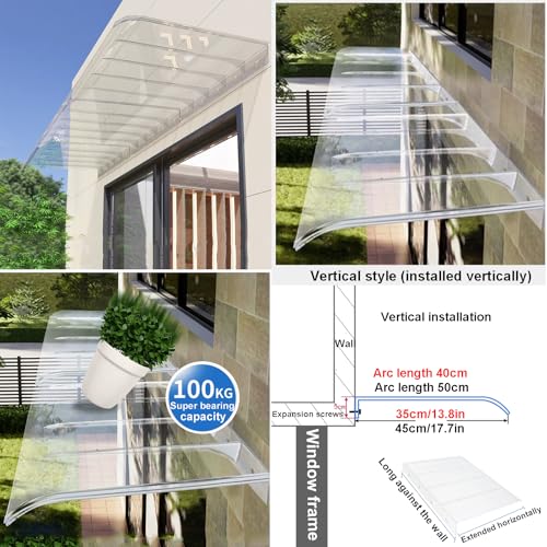 Toldos y marquesinas para ventanas con cubierta de policarbonato transparente para puertas de patio 5