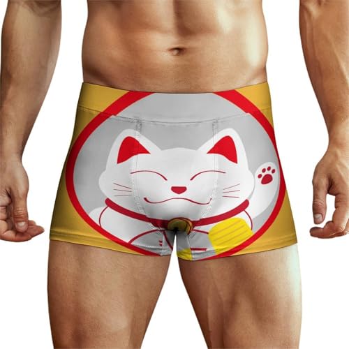 MQPYWLH Lucky Cat Men's Underwear Boxer Briefs Comfort Flex Waistband Underpants