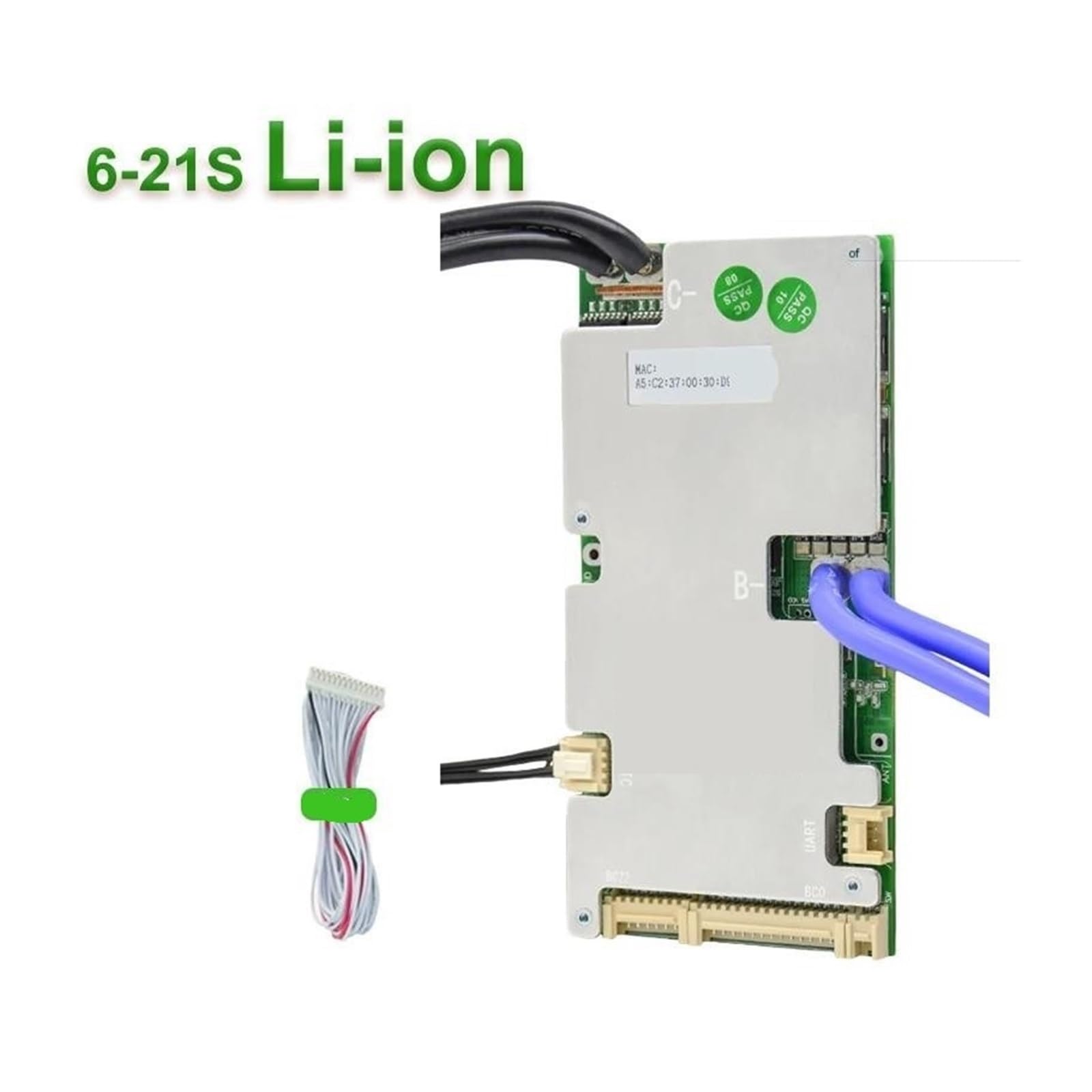 Piastra di protezione della batteria agli ioni di litio Bilanciatore BMS 6S 8S 10S 12S 14S 15S 16S 18S 20S 21S 22S BMS Lifepo4 100A 80A 50A 40A 24V 36V 48V 60V BT integrato con NTC(Li-ion 6-21S,80A UA