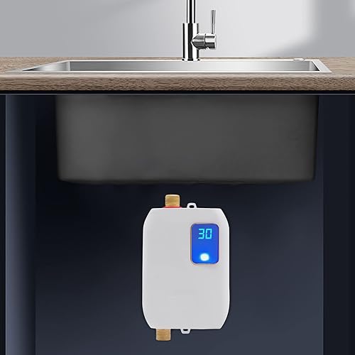 Miniatura 7 de Calentador de agua sin tanque, calentador de agua instantáneo eléctrico portátil de 3000 W con protección contra sobrecalentamiento, calentador de