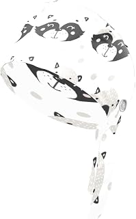 Working Caps with Button, Adjustable Sweatband Scrub Cap Tie Back Cute Animal Head Working Hats for Women Men