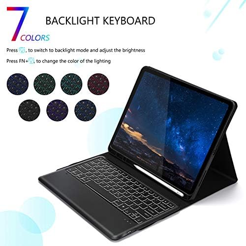 Keyboard Case with Backlit Compatible with iPad Pro 12.9 Inch 2021/2020/2019, Bluetooth Removable Keyboard UK Layout with PU Cover for iPad Pro 12.9 5th Gen./4th Gen./3rd Gen, Black