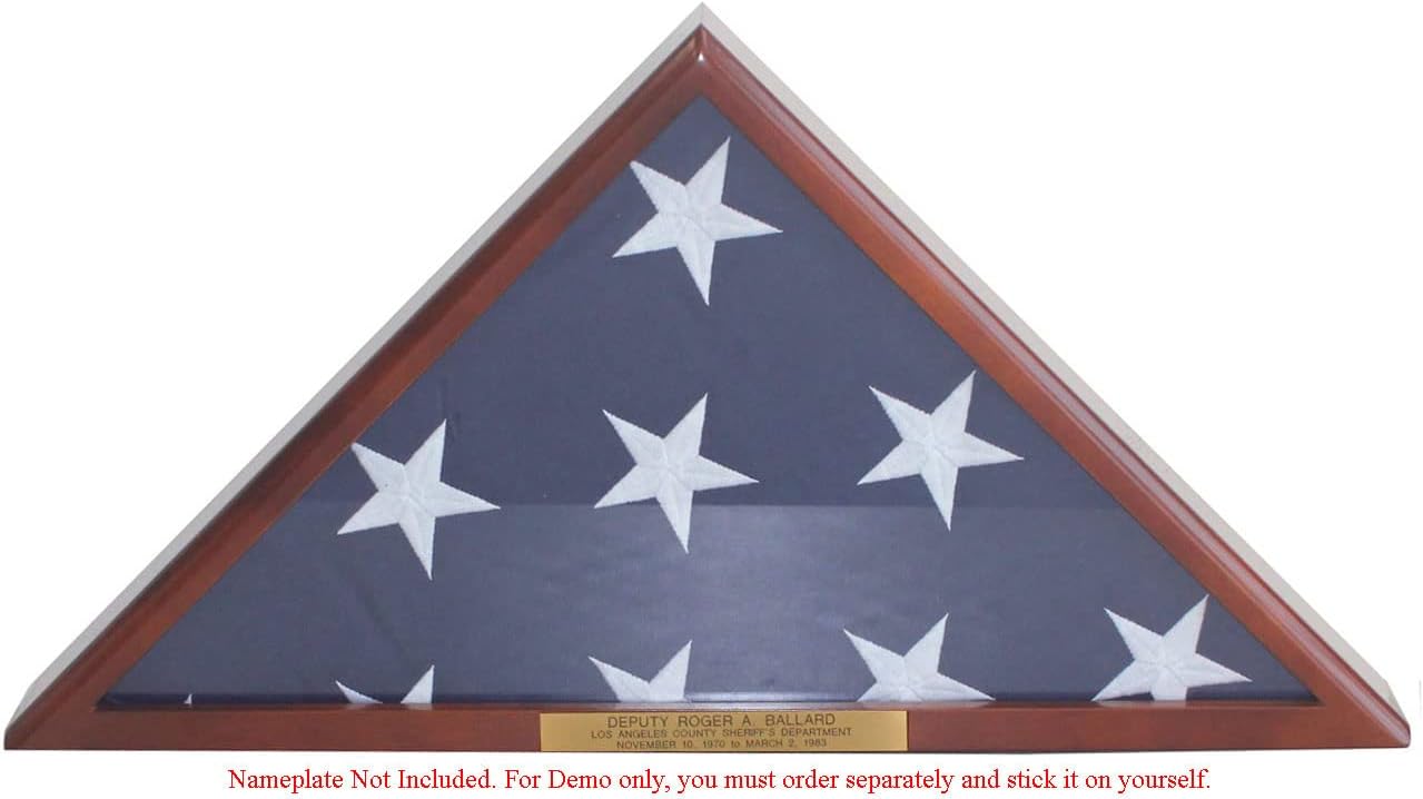Solid Wood Memorial Flag Case Frame Display Case for 5x9.5' Flag Folded. for Funeral or Burial Flag, FC60-MAH