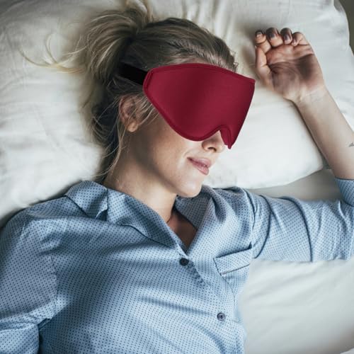 WLLHYF Jedwabna maska do spania, 3D stereo maska na oczy z głębokim snem, wygodna, regulowana, urocza, blokująca światło, osłona na oczy dla mężczyzny i kobiety przez całą noc (kasztanowa)