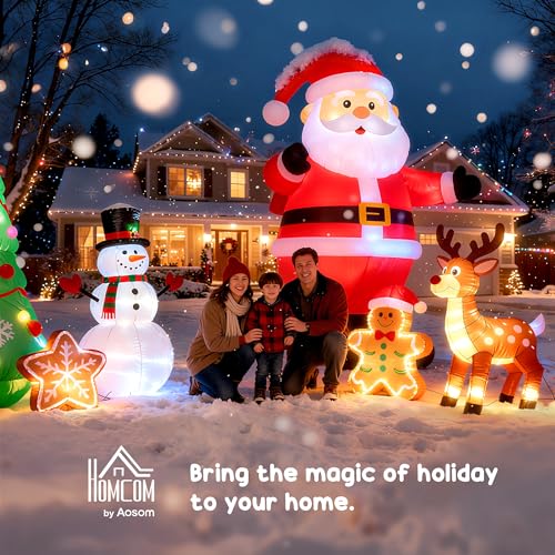 HOMCOM 4ft Inflatable Christmas Snowmen Family Xmas LED Outdoor Indoor Holiday Decorations Yard - Image 8
