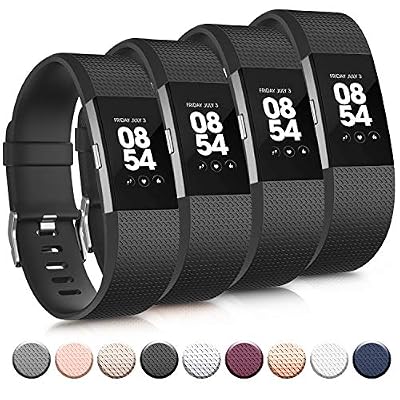 Tobfit Sport Bands Compatible with Fitbit Charge 2, 4 Pack, Replacement Wristbands for Women Men, Small/Large