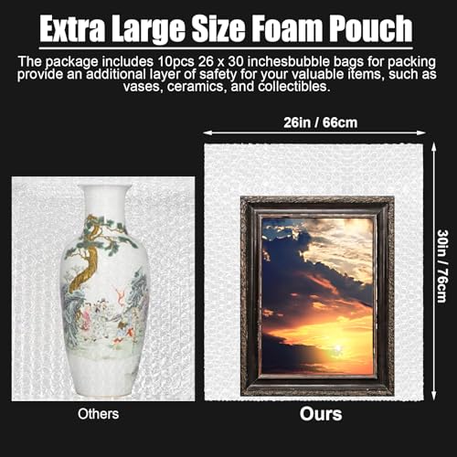 Dunzoom 10 Pack 26 * 30 Inch Extra Large Bubble Pouches Clear Bubble Pouch Wrap Bags for Packing Shockproof Cushioning Wrap Bag for Shipping Moving Fragile Dishes China Plates Painting Fragile Items by Dunzoom - Image 2