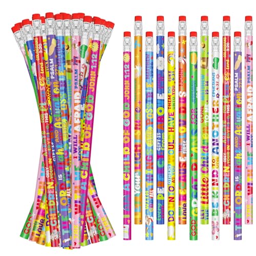Cinrobiye 100 PCS Bible Pencils Bulk,Christian Gifts for Children Wood
