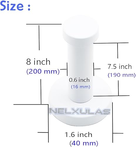 Miniatura 3 de Gancho clásico de acero inoxidable blanco súper resistente, para colgar abrigos, ganchos para toallas de baño (8 pulgadas, 4 unidades)