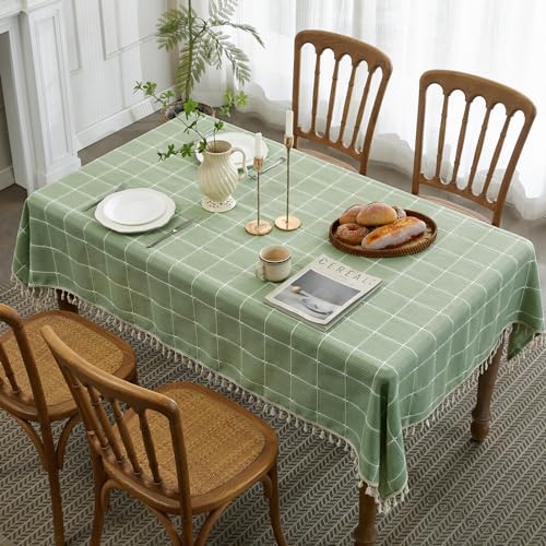 Sage Green Tablecloth 52x104 Inches for Rectangle Tables - SpillProof Water Resistantance Table Cloth Rectangle Table Jacquared Table Cover for Dinning Room, Party, Holiday