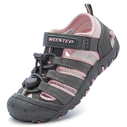 Weestep Boys And Girls Closed Toe Quick Dry Beach Hiking Sandal(8 Toddler, Pink/Grey2) #TOP8
