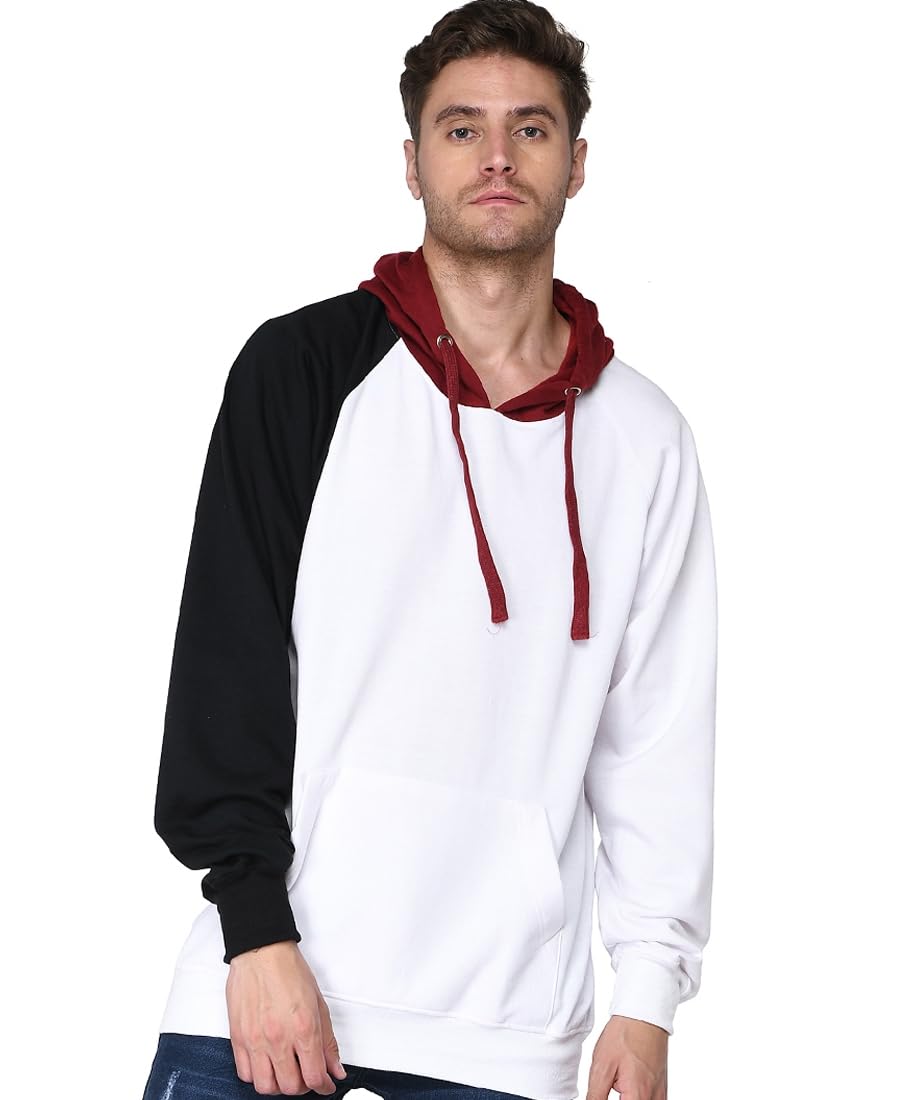 sxv style SXV Solid COLOURBLOCKED Sweatshirt Hoodie for Men & Women (White,Black.Maroon) (S)-picture-28