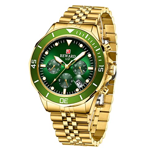 Montre analogique pour homme avec bracelet acier inoxydable massif REWARD date