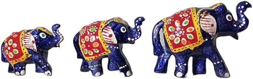 Miniatura 4 de Rajasthani - Famoso diseño artístico hecho a mano, 3 pares de elefantes para decoración del hogar, sala de estar, oficina