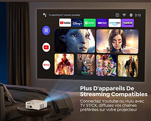 Vidéoprojecteur 5G ,YABER Pro Y9 400ANSI Full HD 1080P Projecteur 4K Supporté WiFi Bluetooth Correction 4D Zoom RétroProjecteur Home Cinéma Portable pour PPT,iOS,Android,PS5,etc.