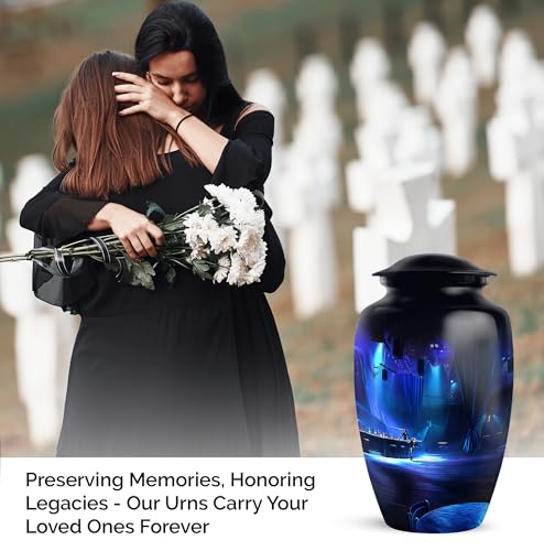 Image of Personalized Banquet Hall - Burial Urn For Mom & Dad - Large Urn For Ashes Adult Male - Funeral Ashes Urn - Cremation Urns - 10 Inch - Large With Velvet Bag - Decorative Urns For Human Ashes