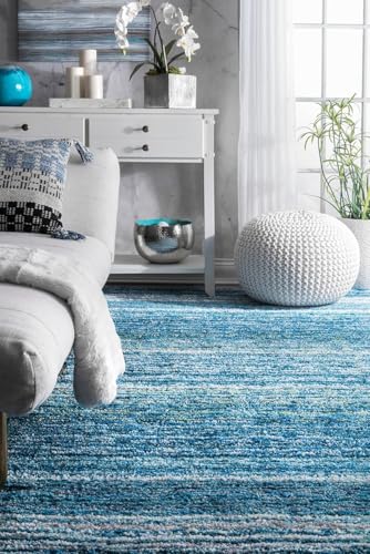 Image of Classie Ombre Pattern Shag Area Rug Runner, 2x6 Feet, Sky Blue Mixture