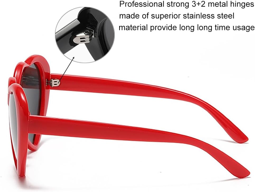 Armear Women Fashion Oversized Heart Sunglasses Retro Cute Love Shaped Eyeglasses UV400