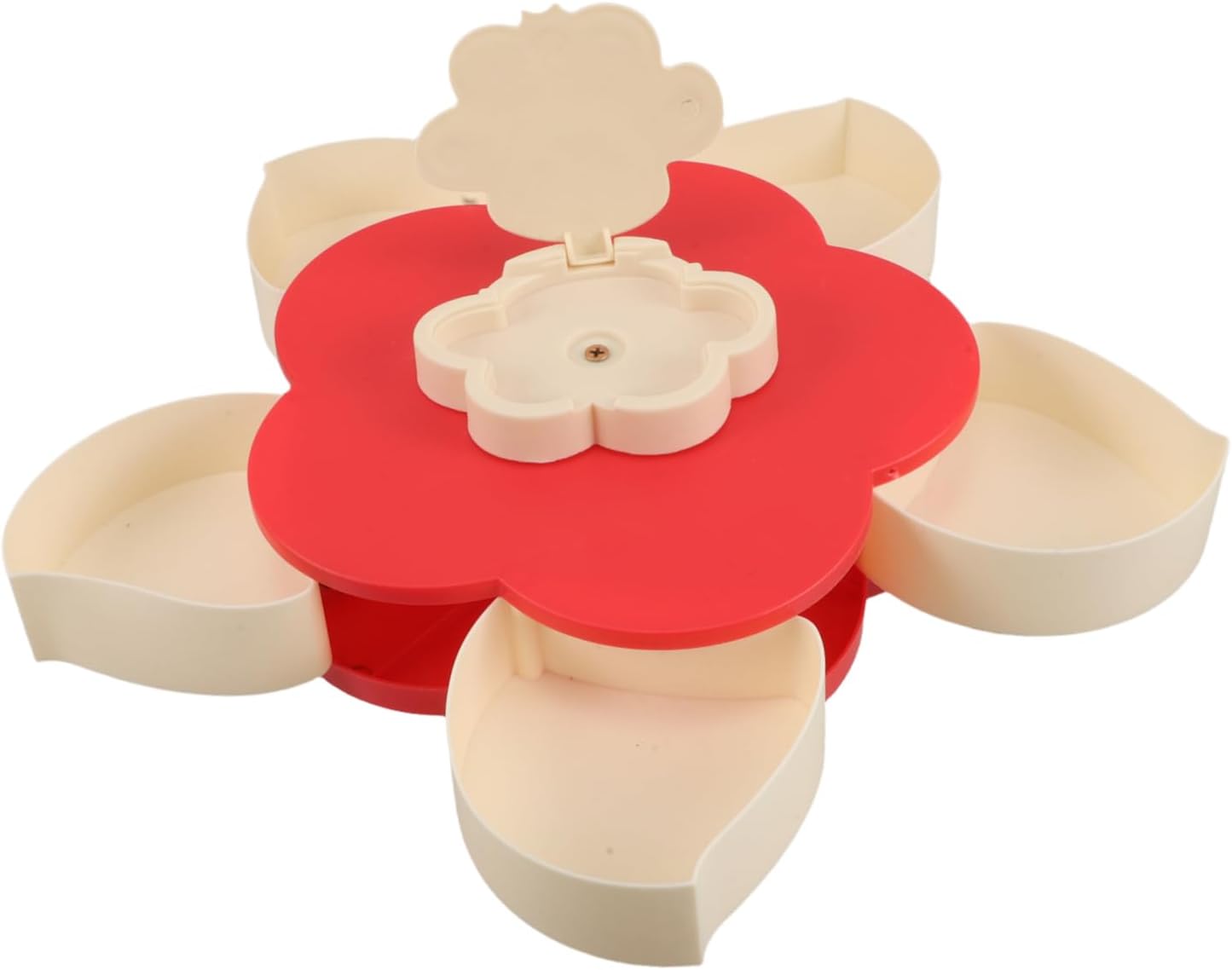 Mikinona Divided Candy Server Flower Shape Rotating Plastic Tray for Party