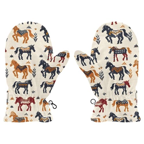 Kid's Winter Gloves Children Warm Gloves Horse and Grass for Boys Girl Age 4-6 Years