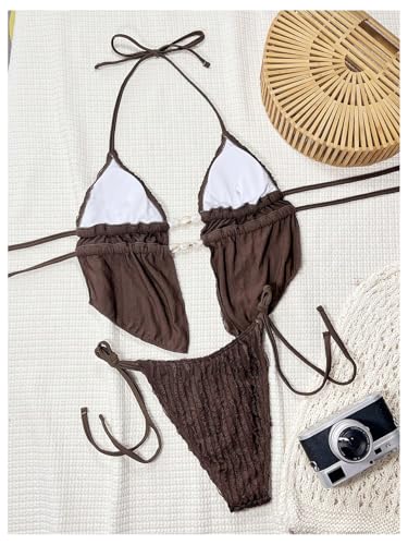 Image of RoseSeek Women's 2 Piece Boho Polka Dots Beaded Bikini Sets Sexy Swimsuits