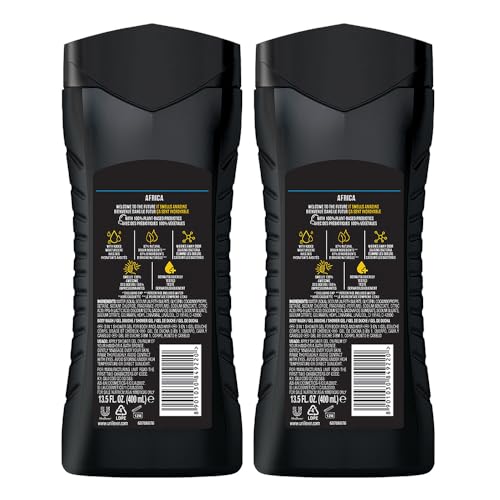 Image of AXE Africa 3-in-1 Body, Face & Hair Wash | Vibrant Mandarin & Sandalwood Scent | 12H Refreshing Fragrance | Combo of 2| 400 ml Each